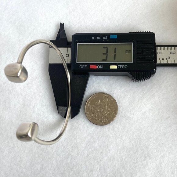 Sterling Silver 925 Modernist Style Square Capped Charm Cuff Bracelet Size 7" - Picture 15 of 16